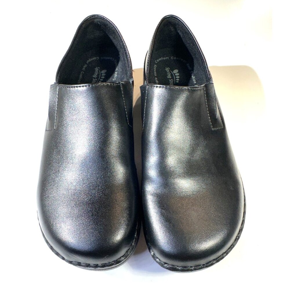 Spring Step Womens Black Slip-On Shoes 8M Upper Arch Support Triple Density